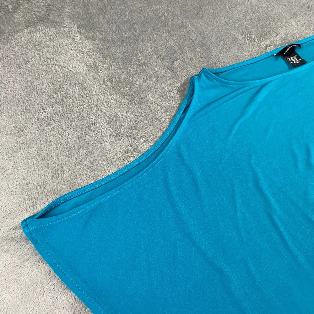 Moda International Dress Womens M Teal Cold Shoulder Dolman Mini Elastic Waist - Picture 8 of 10